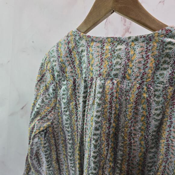 Anthropologie Shirt Womens Large P Button Up Boho Floral Pleated Maeve Gelise - Picture 7 of 12